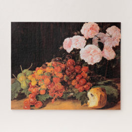 Quebra-cabeça Vida Contínua com Rosas, Morangos e Pão