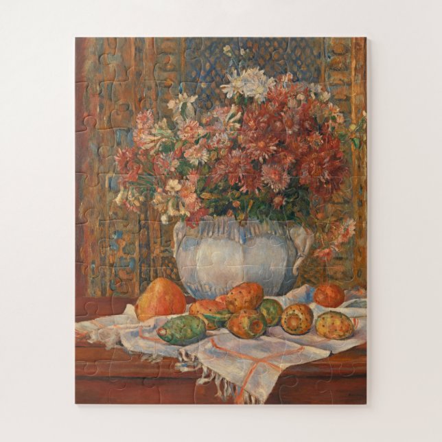 Quebra-cabeça Vida Estática com Flores e Peras Picadas, Renoir (Vertical)