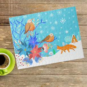 Quebra-cabeça Vida Selvagem Whimsical Na Neve De Inverno