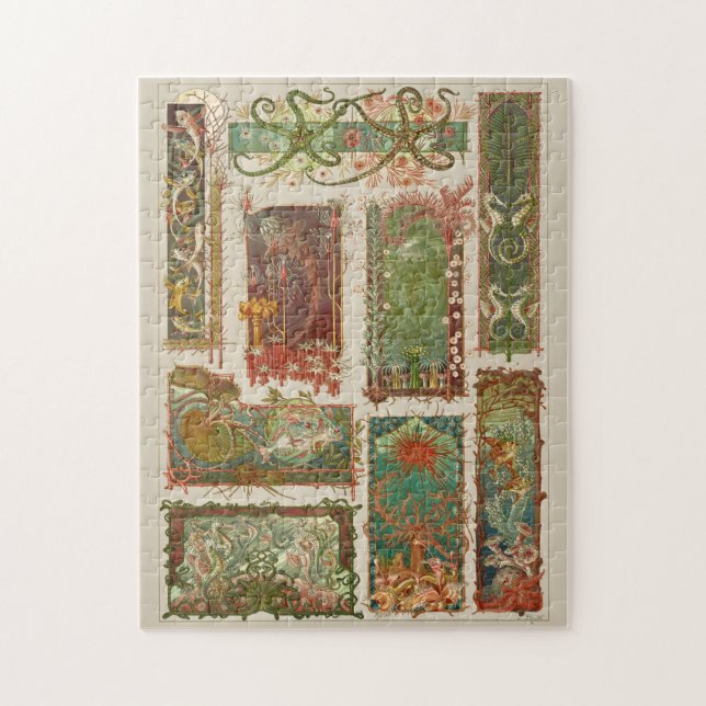 Quebra-cabeça Vida submarina, art nouveau (Vertical)