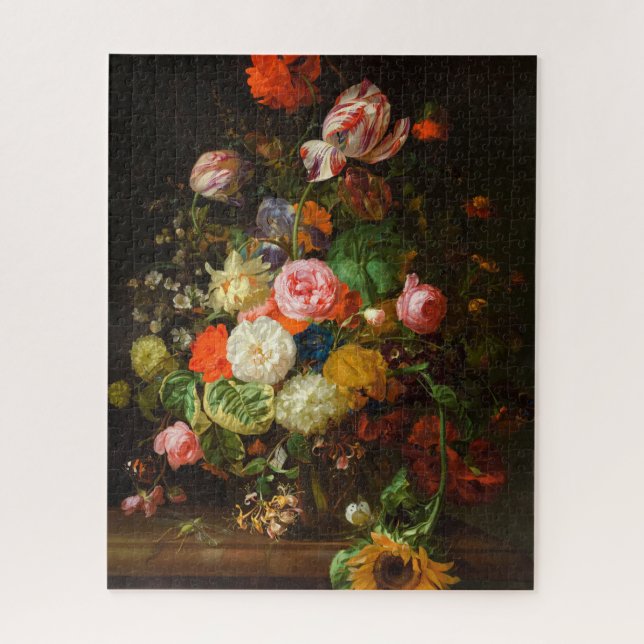 Quebra-cabeça Vida tranquila de rosas, tulipas, girassol, 1710 (Vertical)