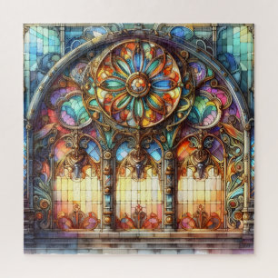 Quebra-cabeça Vidro ancorado Catedral de vidro amarelo