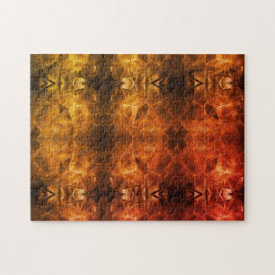 Quebra-cabeça Vidro Dourado Vermelho Sheery Fiery Estilo Tribal