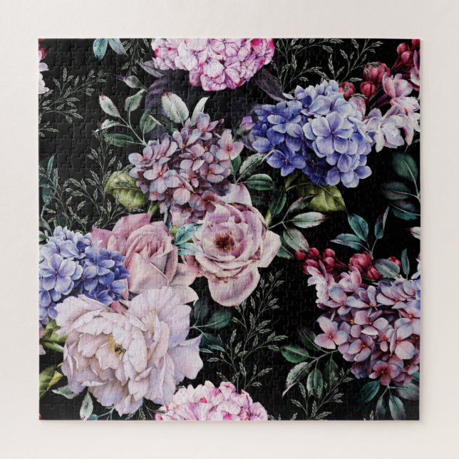 Quebra-cabeça Vidro Floral Escuro Design (Vertical)