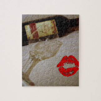 Quebra-cabeça Vidros de vinho tinto românticos do beijo eu amo o