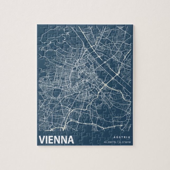 Quebra-cabeça Viena - Mapas mínimos de arte em azul (Vertical)