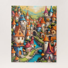 Quebra-cabeça Vila de Castelo de Conto de Fadas Colorido