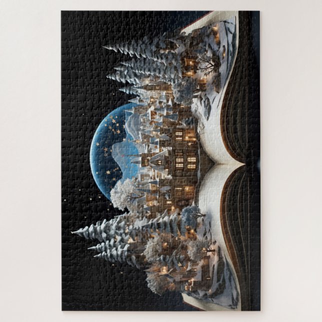Quebra-cabeça Vila Snow-Globe, Livro de Natal (Vertical)