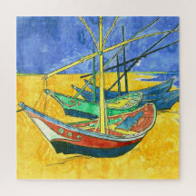 Vincent van Gogh Barcos em Saintes-Marie aquarela