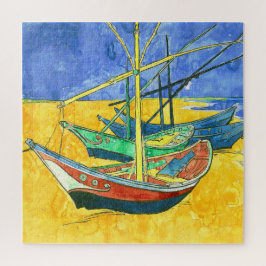 Quebra-cabeça Vincent van Gogh Barcos em Saintes-Marie aquarela