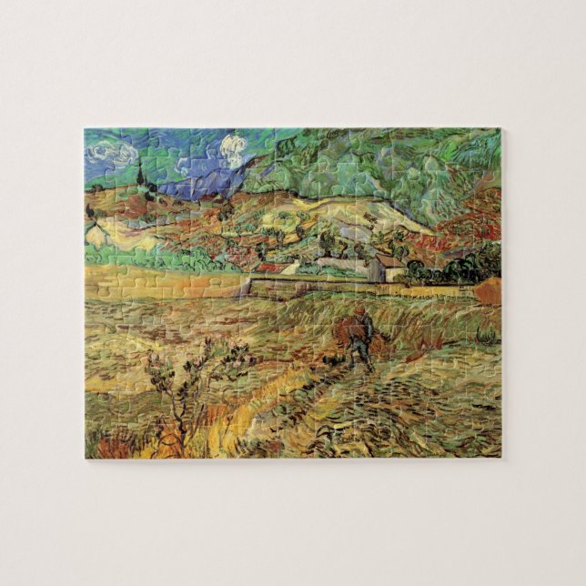 Quebra-cabeça Vincent van Gogh - Campo de Trigo Cercado com Camp (Horizontal)