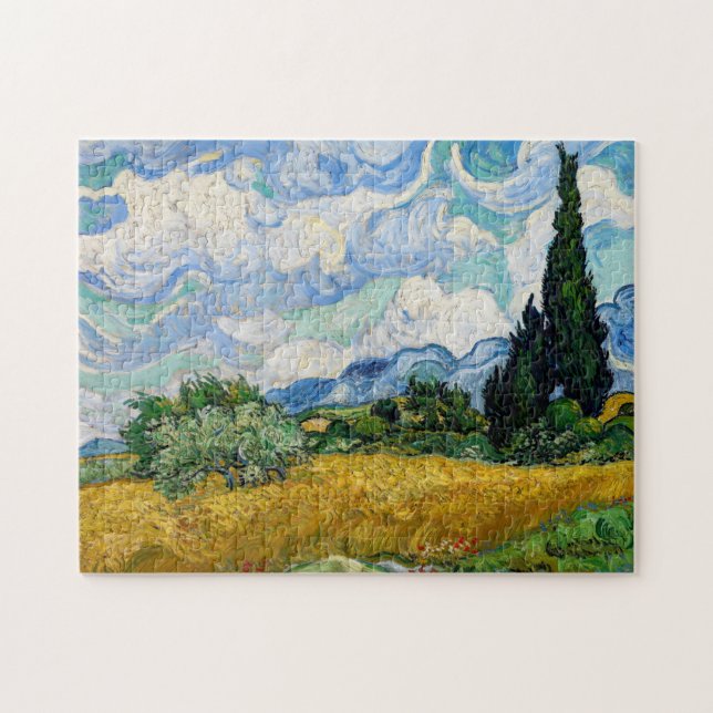 Quebra-cabeça Vincent Van Gogh - Campo de Trigo com Cipras (Horizontal)