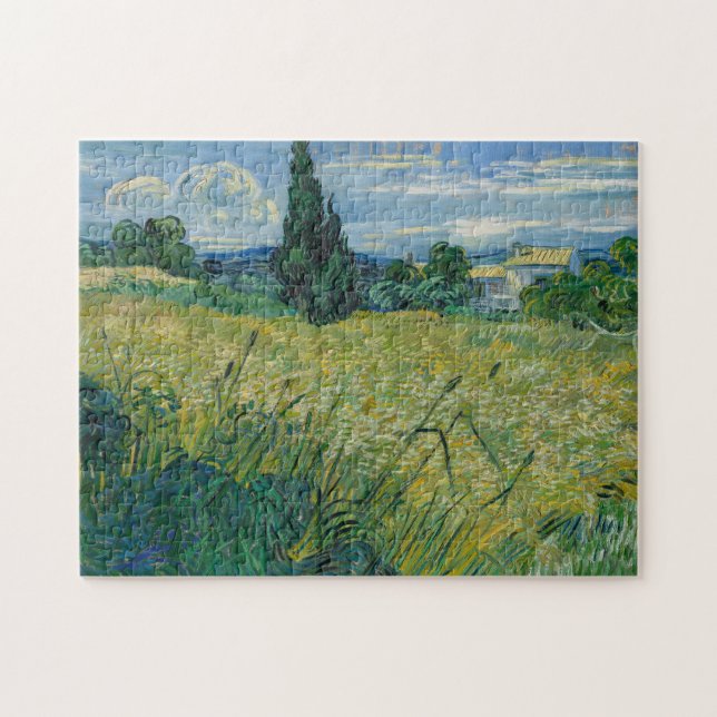 Quebra-cabeça Vincent Van Gogh, Campo de Trigo Verde com Cypress (Horizontal)