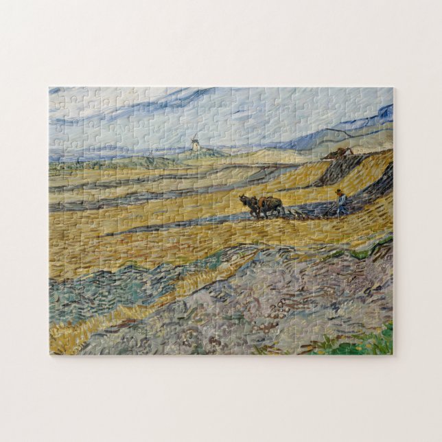Quebra-cabeça Vincent Van Gogh, Campo fechado com Plowman (Horizontal)