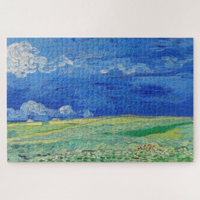 Quebra-cabeça Vincent van Gogh - Campos de trigo sob nuvens de t (Horizontal)