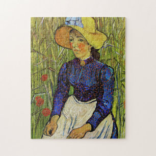 Quebra-cabeça Vincent van Gogh - Garota camponesa com chapéu de