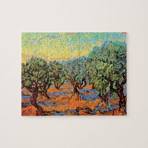 Quebra-cabeça Vincent Van Gogh - Olival com Céu Alaranjado