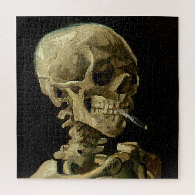 Quebra-cabeça Vincent Van Gogh Skeleton com um Cigarro em chamas (Vertical)