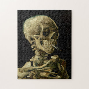 Quebra-cabeça Vincent Van Gogh Skeleton com um cigarro em chamas