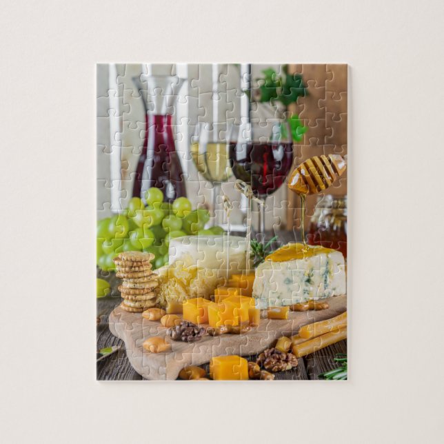 Quebra-cabeça Vinho de queijo Nozes de mel Comida de bolachas (Vertical)