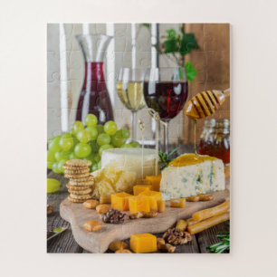 Quebra-cabeça Vinho de queijo Nozes de mel Comida de bolachas