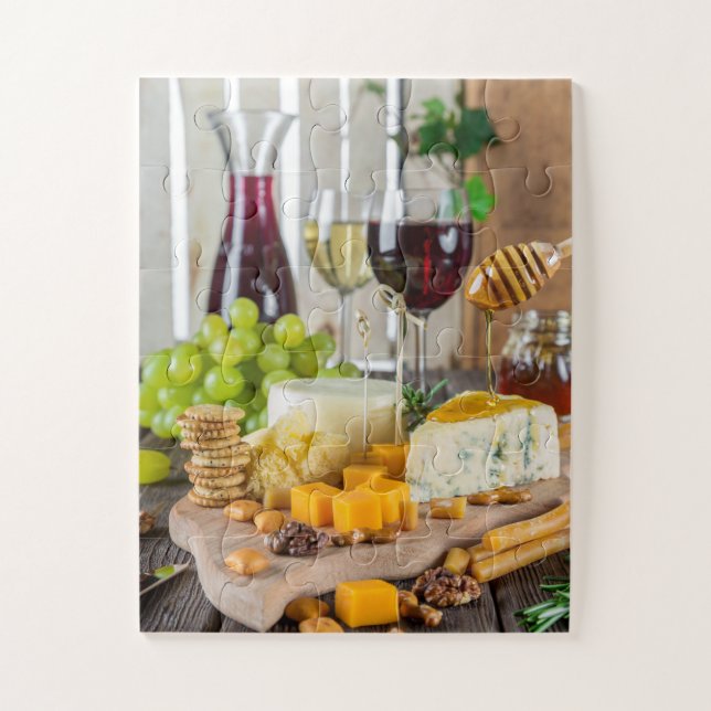 Quebra-cabeça Vinho de queijo Nozes de mel Comida de bolachas (Vertical)
