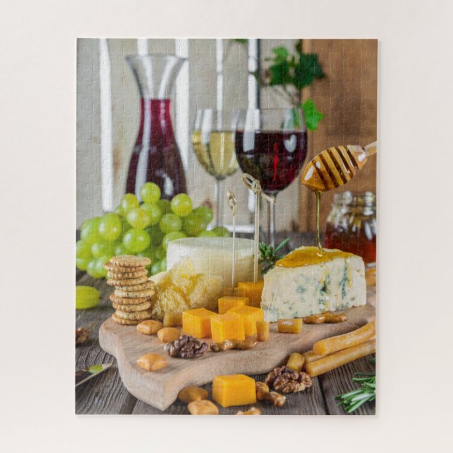 Quebra-cabeça Vinho de queijo Nozes de Mel Uvas de Uva Comida (Vertical)