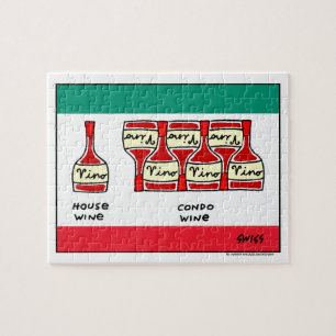Quebra-cabeça Vino Cartoon para enófilos Garrafas de Vinho Engr