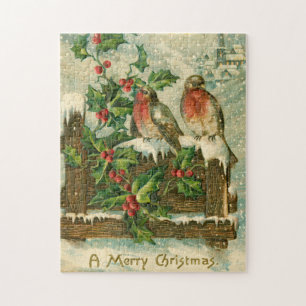 Quebra-cabeça Vintage 1906 Birds no Natal da Neve