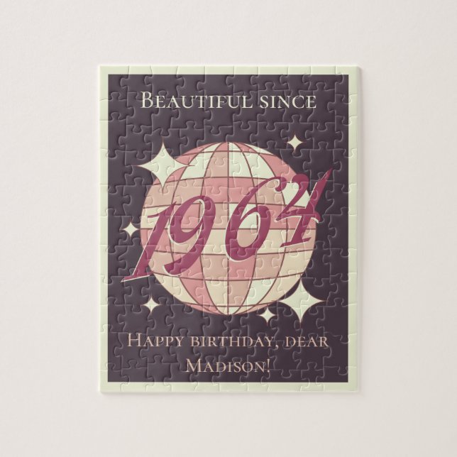 Quebra-cabeça Vintage 1964 60º aniversário retro roxo (Vertical)