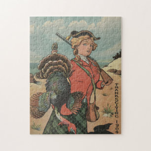 Quebra-cabeça Vintage Ação de Graças à Turquia Hunt (1904)