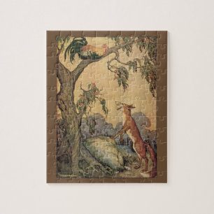 Quebra-cabeça Vintage Aesop's Fables, Fox, Rooster and the Dog