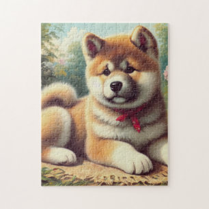 Quebra-cabeça Vintage Akita Oil Painting