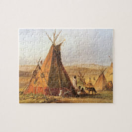 Quebra-cabeça Vintage American West, Teepees on Plain por Bodmer