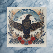 Vintage Americana Patriotic Black Eagle Soft Ivory