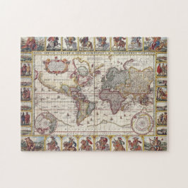 Quebra-cabeça Vintage Antique Antigo Mapa do Mundo Design