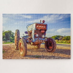 Quebra-cabeça Vintage Antique Trator Fazenda Cena Rural América