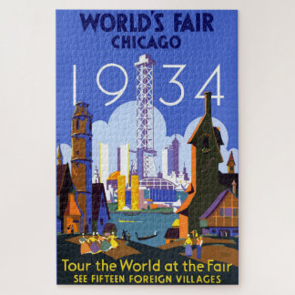 Quebra-cabeça Vintage Art Deco Chicago 1934 Fair Poster