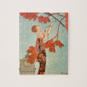 Quebra-cabeça Vintage Art Deco, Pássaro Voador de George Barbier