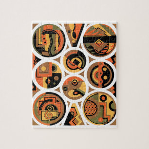 Quebra-cabeça Vintage Art Deco Pochoir Círculos Geométricos de J