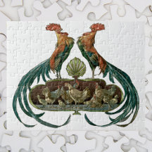 Vintage Art Nouveau Chickens and Roosters
