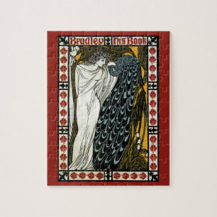 Quebra-cabeça Vintage Art Nouveau Este Beijo, Mulher com Peacock