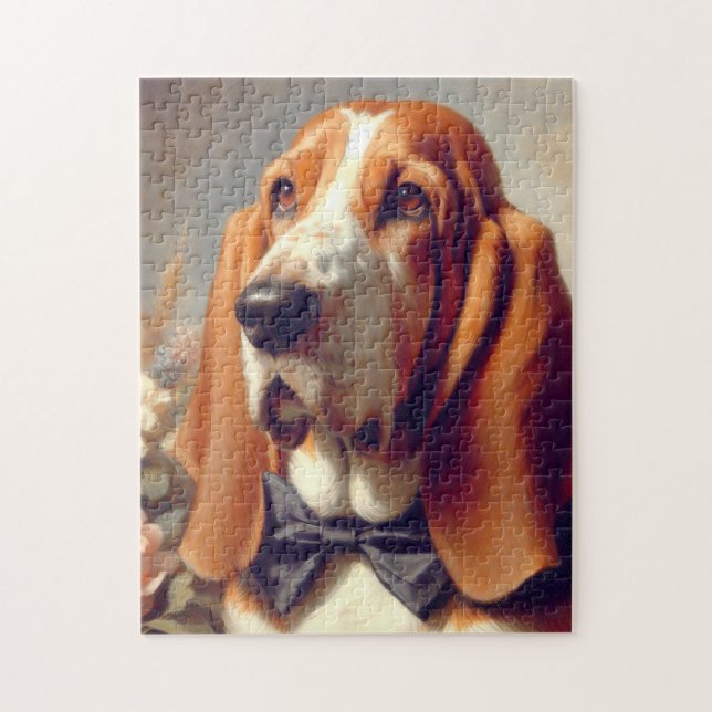 Quebra-cabeça Vintage Basset Hound Painting (Vertical)