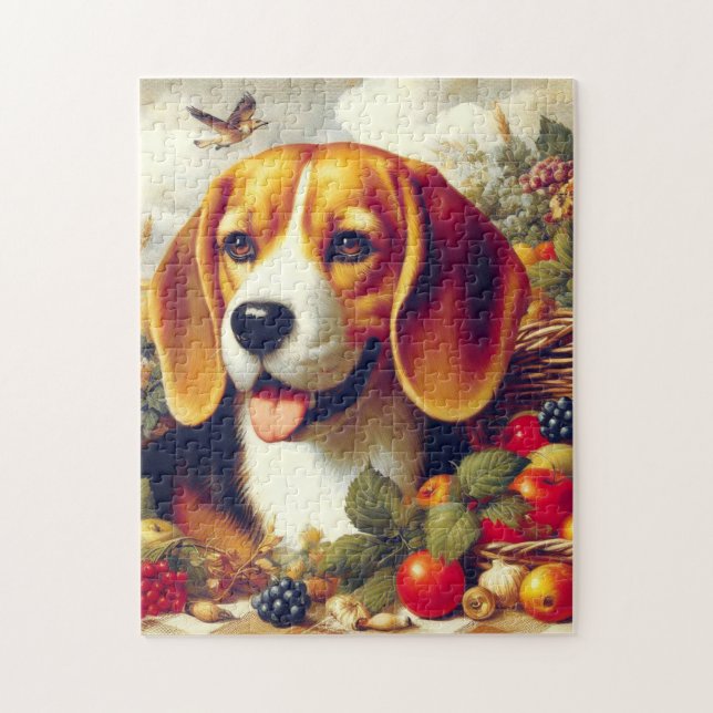 Quebra-cabeça Vintage Beagle Puppy Painting (Vertical)