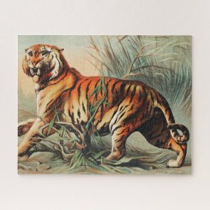 Quebra-cabeça Vintage Bengal Tiger Ilustração Arte Antiga Antigu