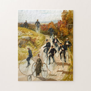 Quebra-cabeça Vintage Bicycle Ride in the Country Canvas