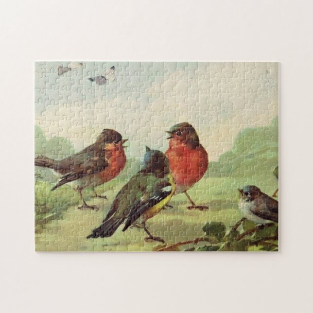 Quebra-cabeça Vintage Birds Ilustration Art (Horizontal)