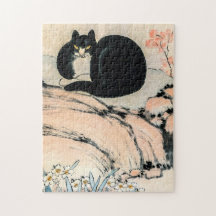 Vintage Black Cat e Narciso por Zhu Ling