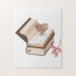 Quebra-cabeça  Vintage Book Aesthetic with Heart Map & Botanical