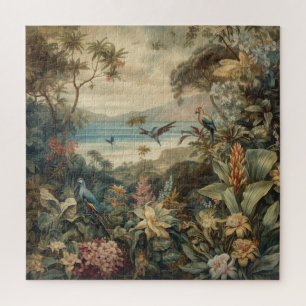 Quebra-cabeça Vintage botânica bird flores no paraíso